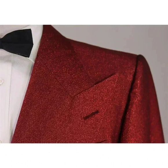 Edward Sexton Bespoke Custom Made for Adam Lambert Red Glitter 3-Piece Suit 42L - Picture 6 of 13